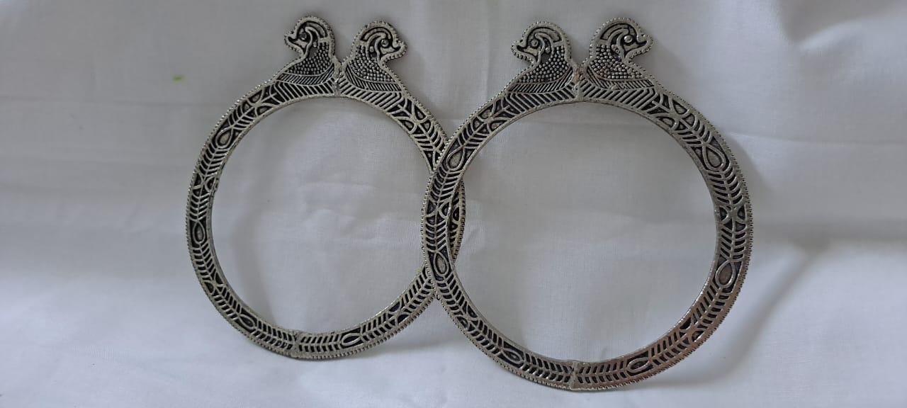 Traditional silver oxidised bangles