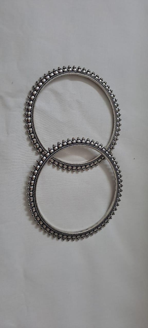 Traditional silver oxidised bangles