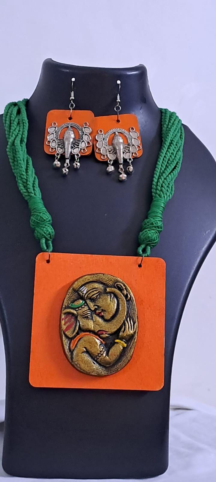 Terracotta Ganesha n Parvati necklace set