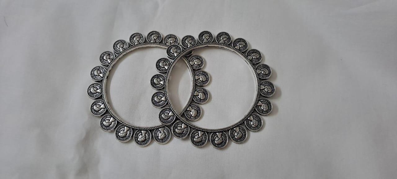 Traditional silver oxidised bangles