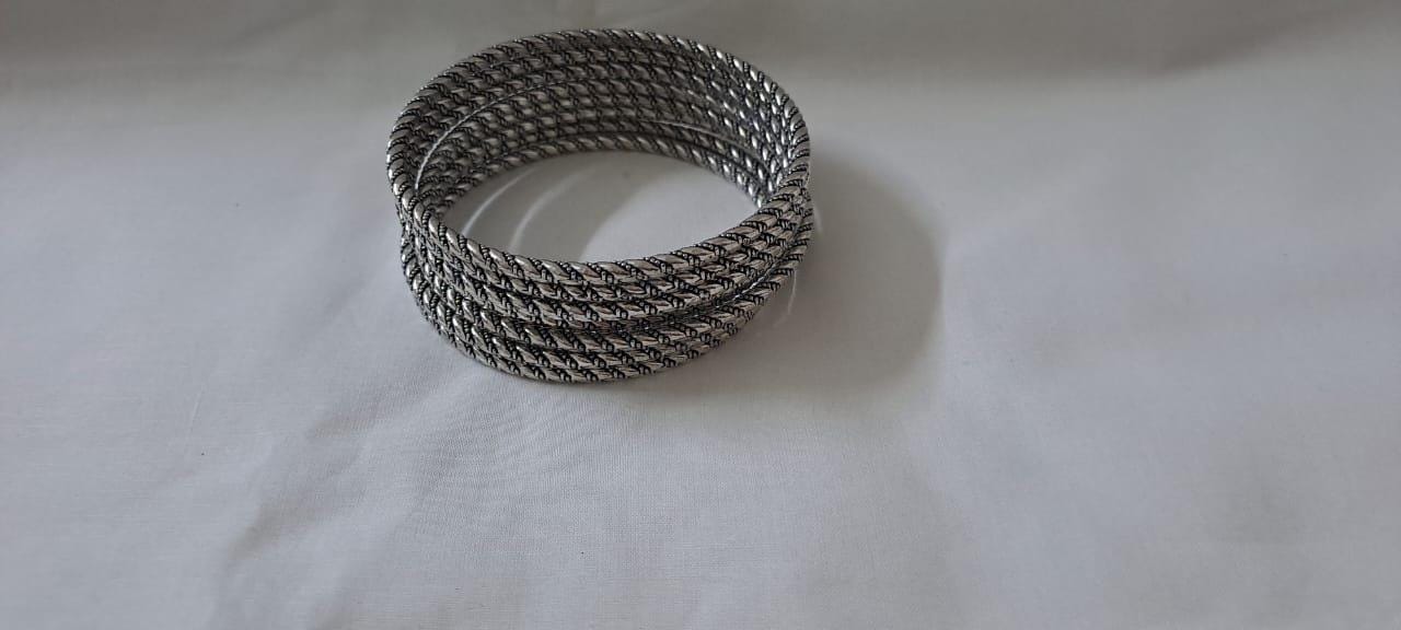 Traditional silver oxidised bangles (set of 8)