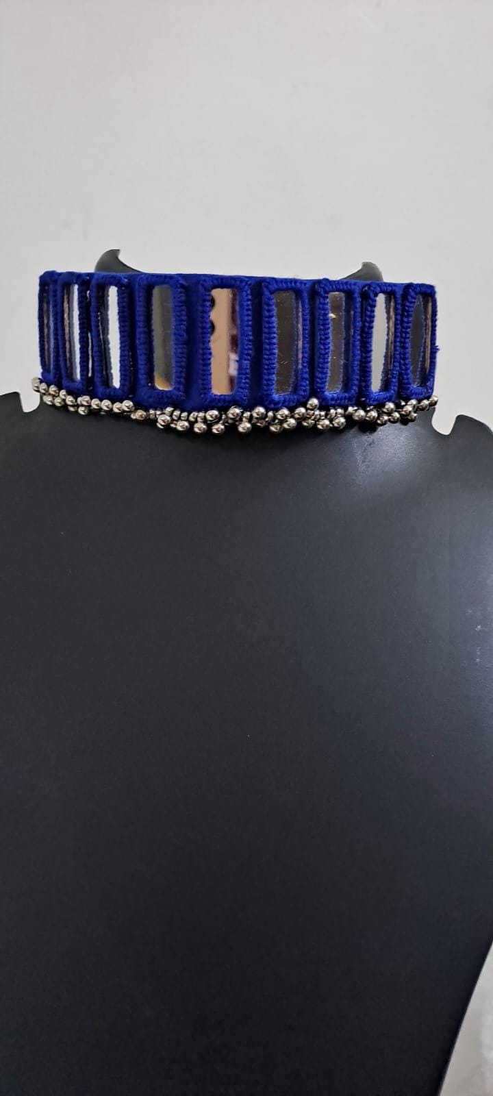 Kutchwork glasswork necklace set with matching earrings