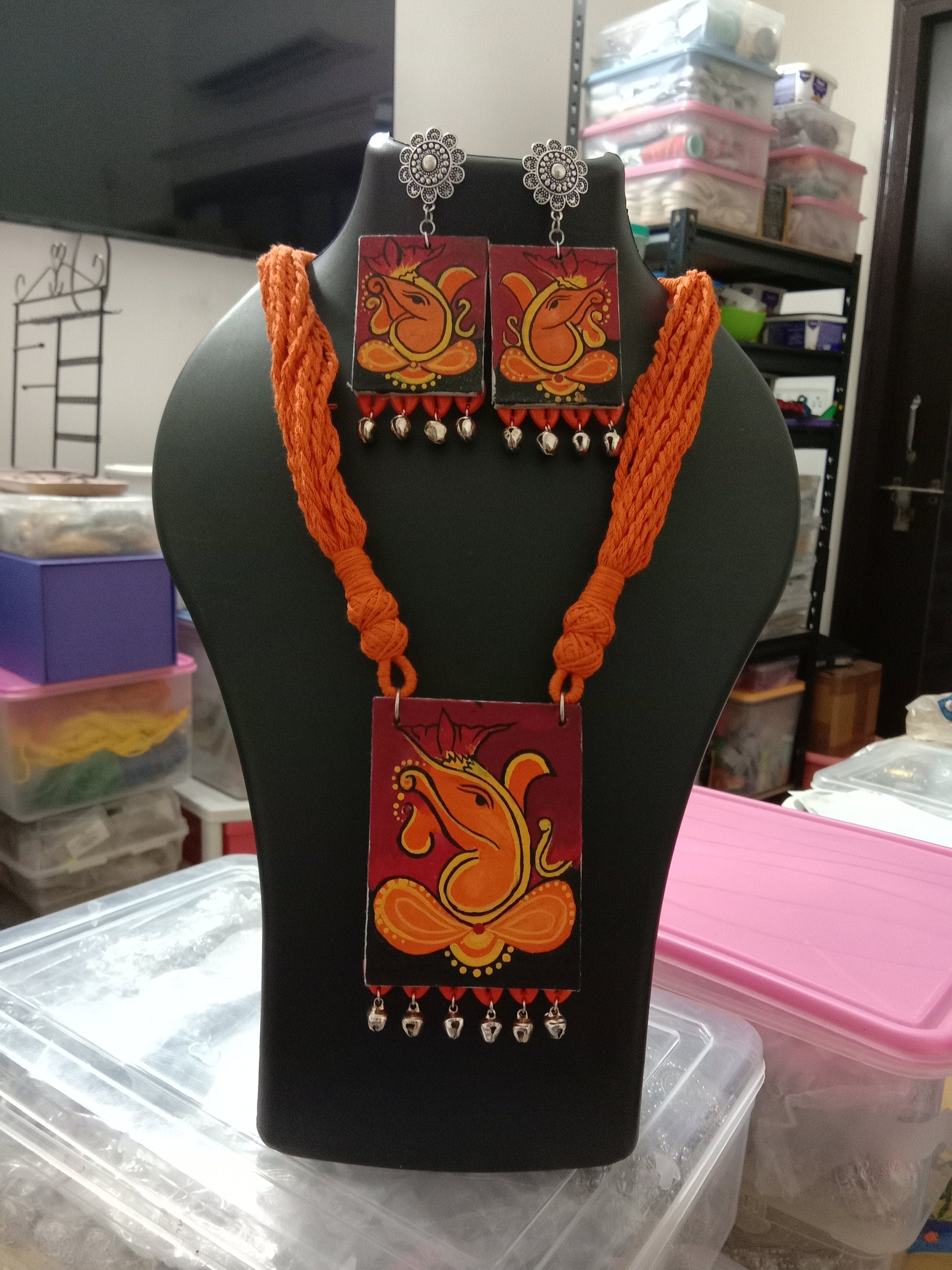 Hand painted Ganesha Jewellery Set