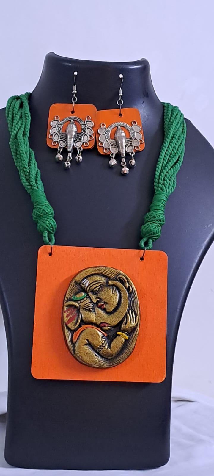 Terracotta Ganesha n Parvati necklace set