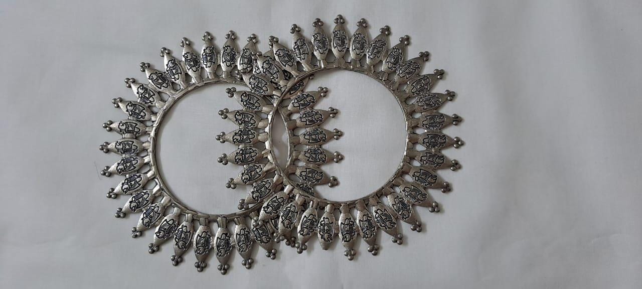 Traditional silver oxidised bangles