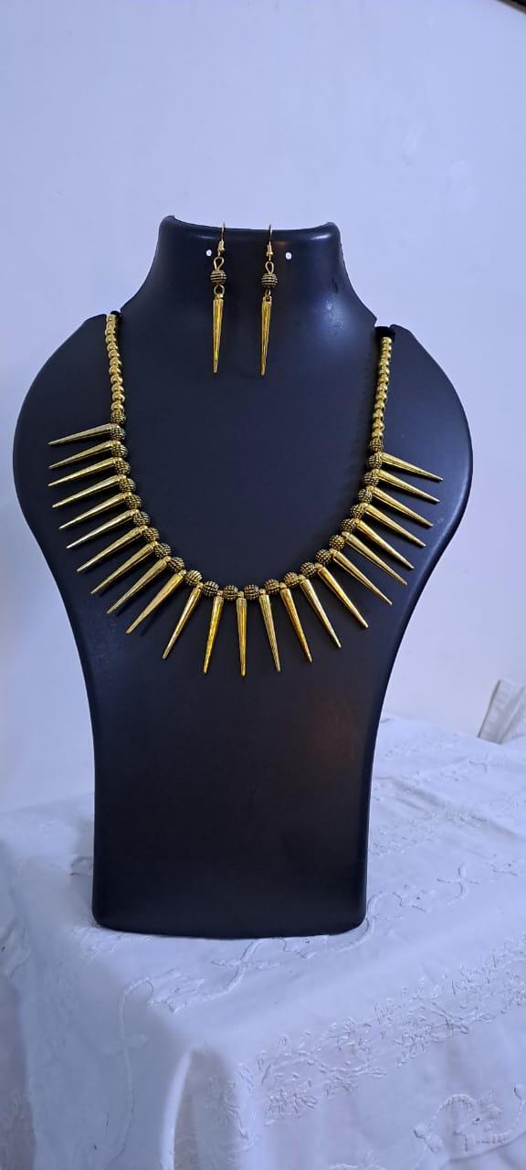 Combo offer for silver  and golden oxidised necklace set with matching earrings.