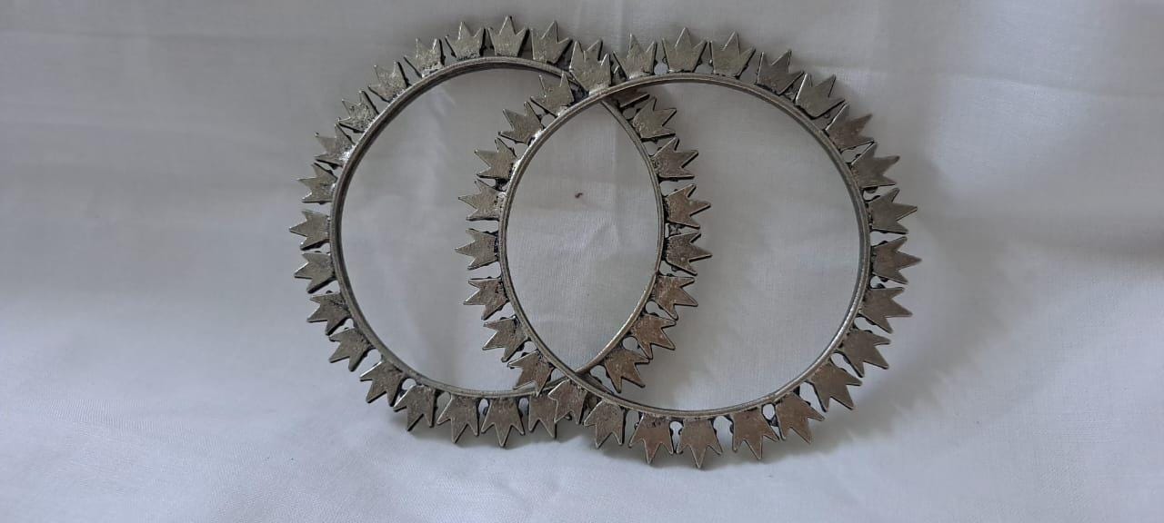 Traditional silver oxidised bangles