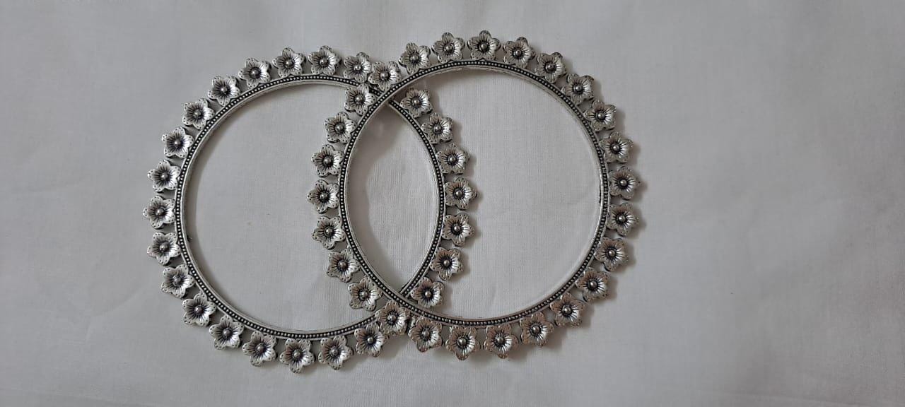 Traditional silver oxidised bangles
