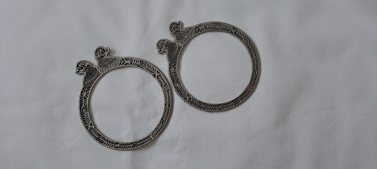 Traditional silver oxidised bangles