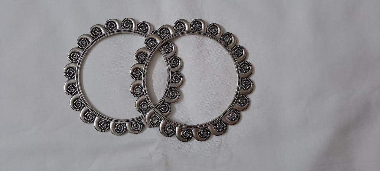 Traditional silver oxidised bangles