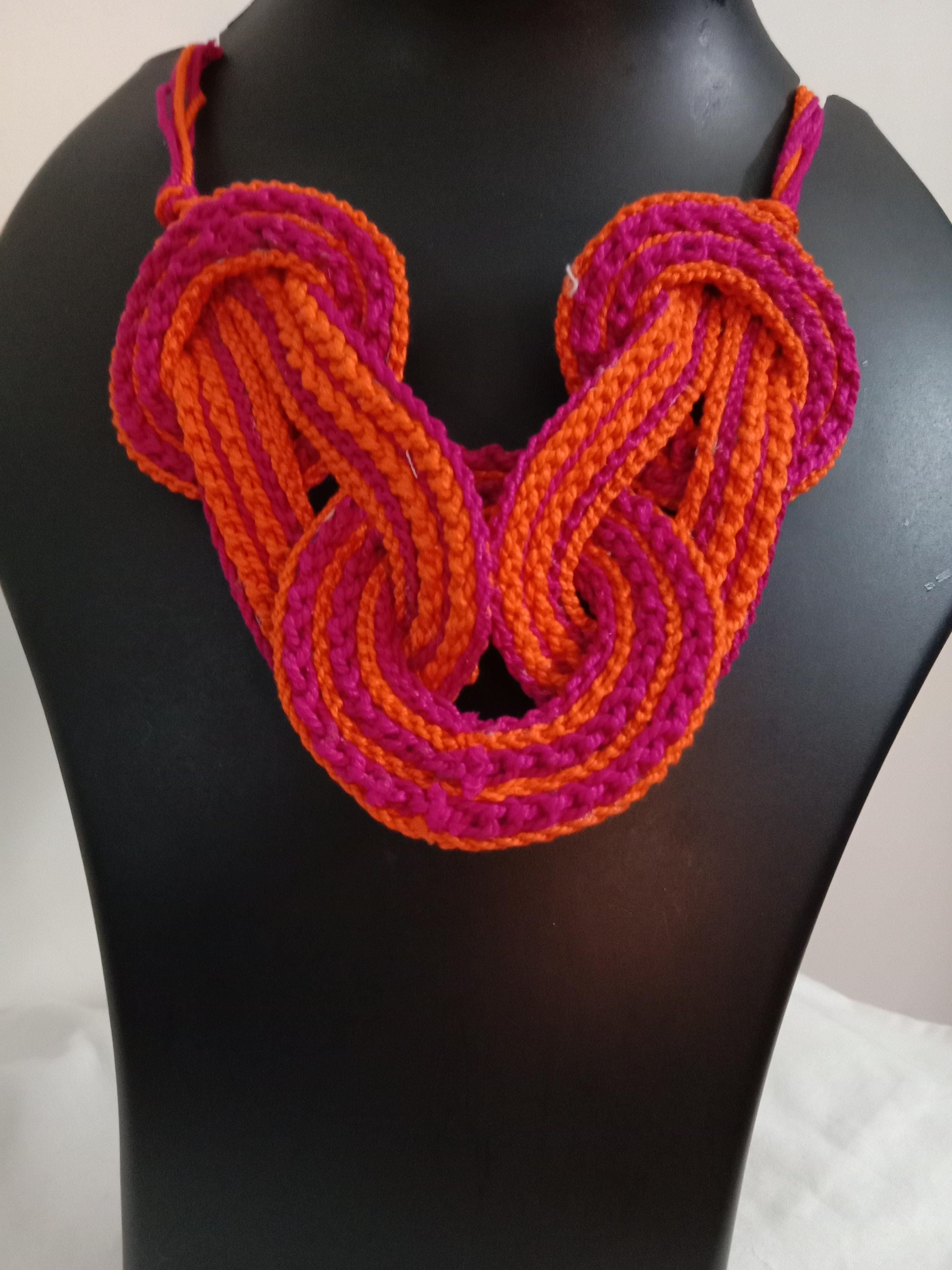 Celtic knot thread necklace with matching thread earrings.