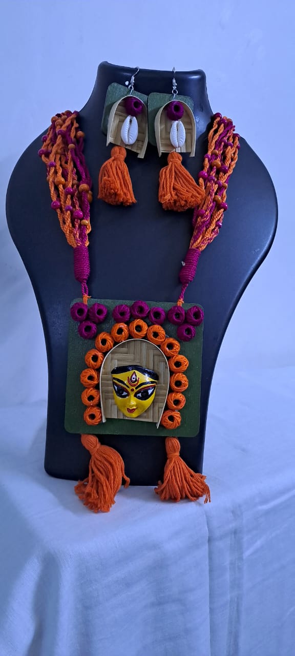 Handmade Jewellery with Terracotta Durga Pendant