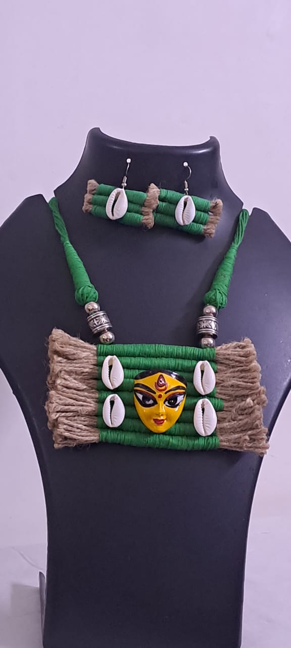 Handmade Jewellery with Terracotta Durga Pendant