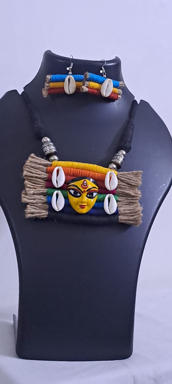 Handmade Jewellery with Terracotta Durga Pendant