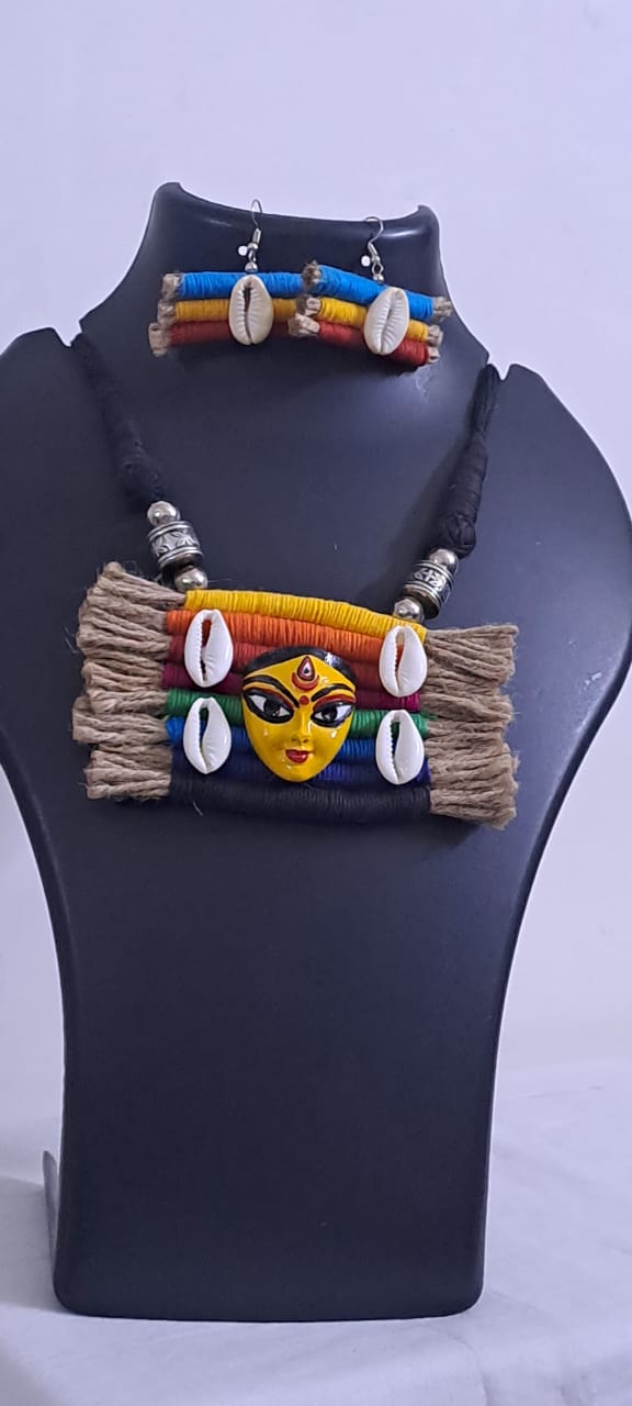 Handmade Jewellery with Terracotta Durga Pendant