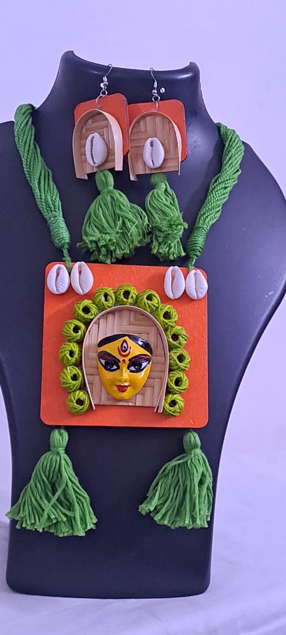 Handmade Jewellery with Terracotta Durga Pendant