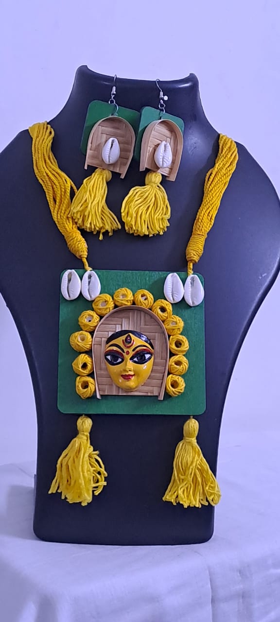 Handmade Jewellery with Terracotta Durga Pendant