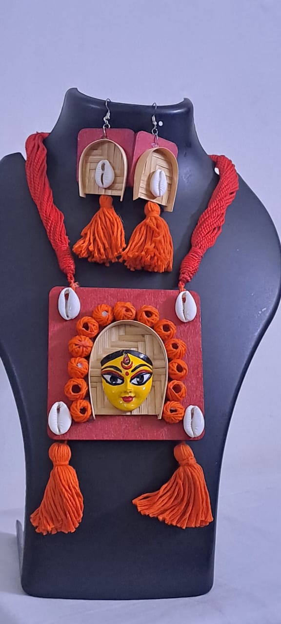 Handmade Jewellery with Terracotta Durga Pendant