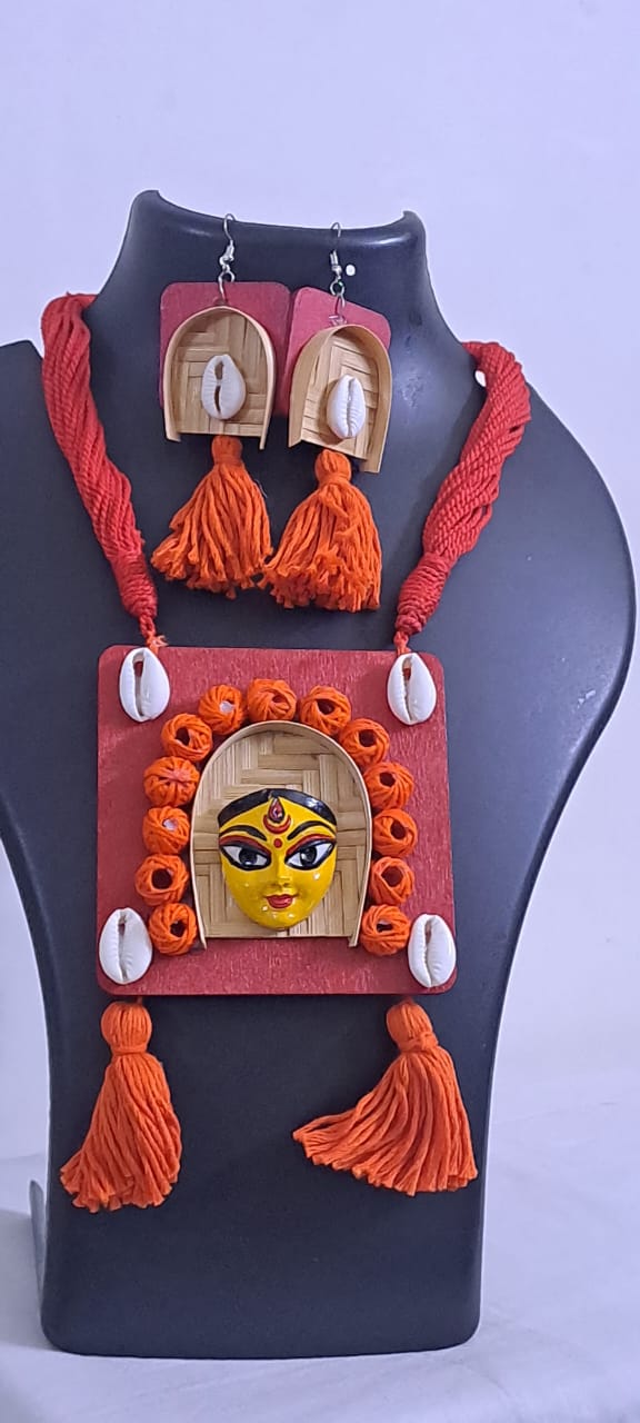 Handmade Jewellery with Terracotta Durga Pendant