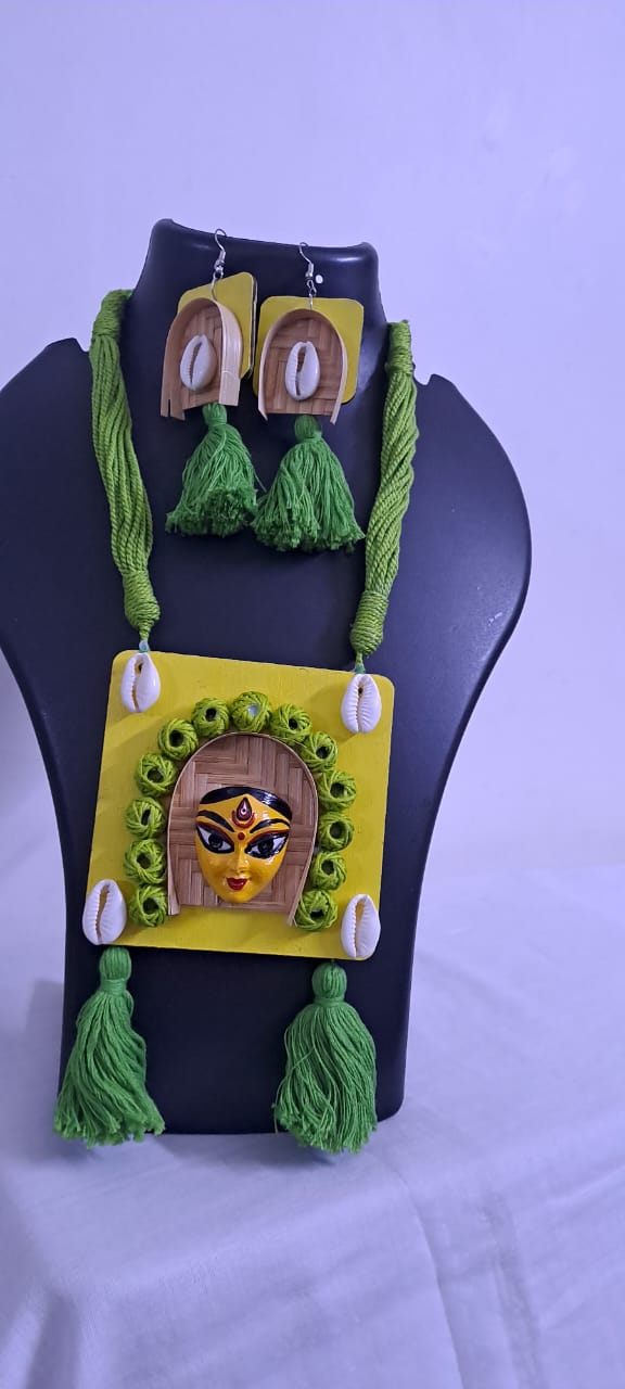 Handmade Jewellery with Terracotta Durga Pendant