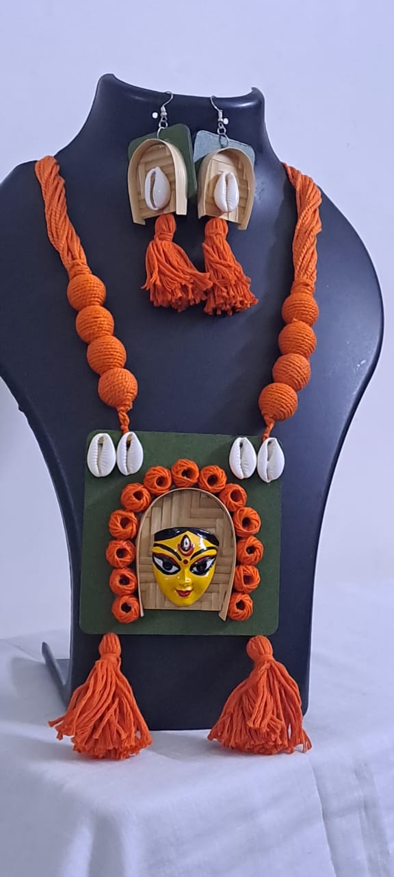 Handmade Jewellery with Terracotta Durga Pendant