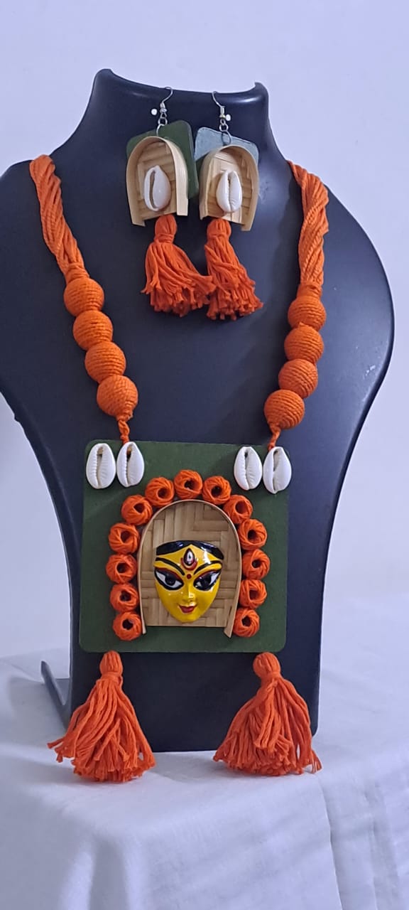 Handmade Jewellery with Terracotta Durga Pendant