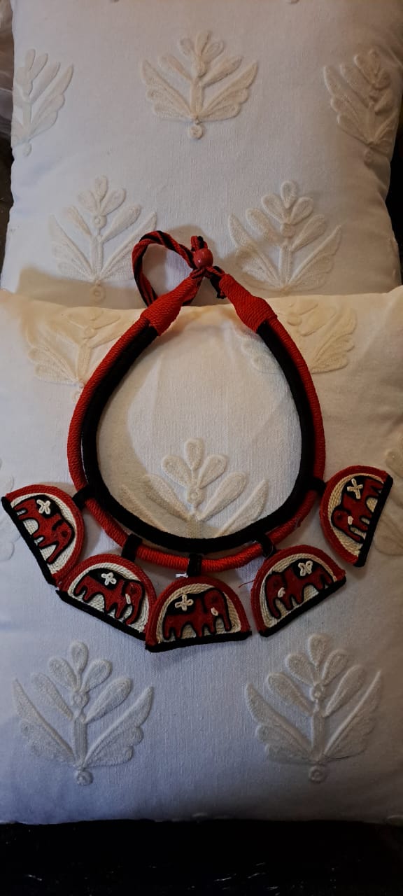 Handmade Thread Necklace with Elephant Pendants