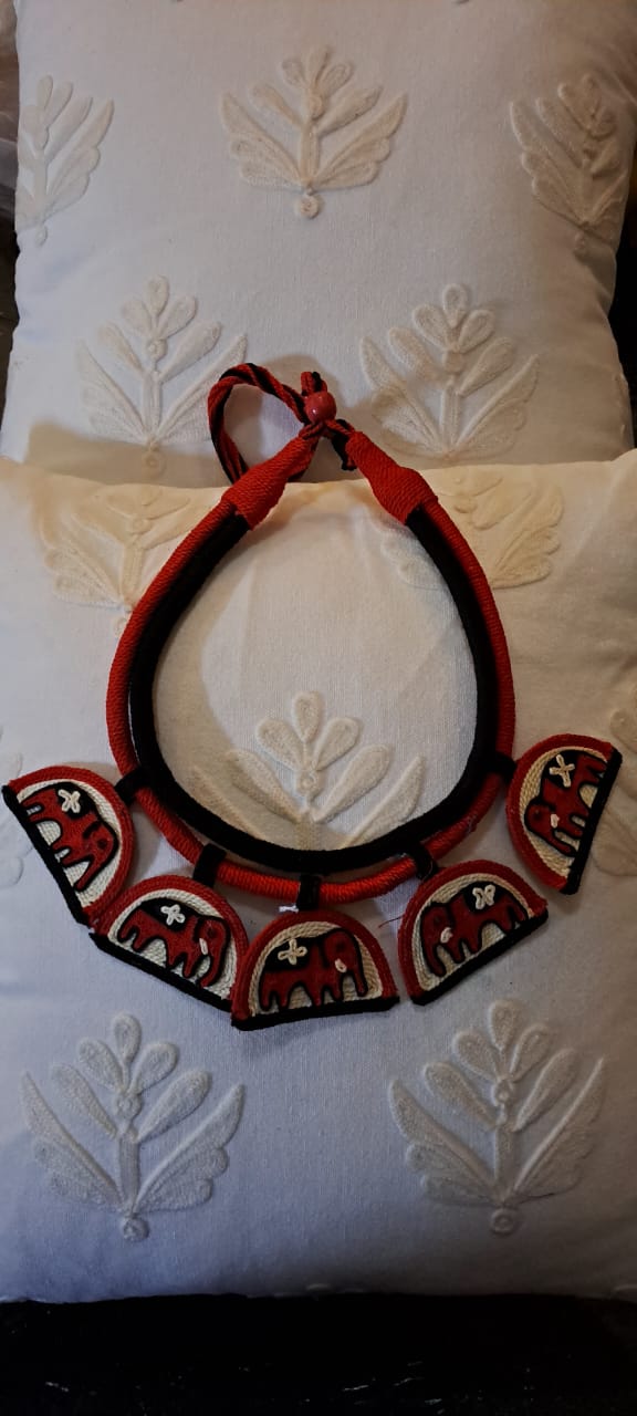 Handmade Thread Necklace with Elephant Pendants