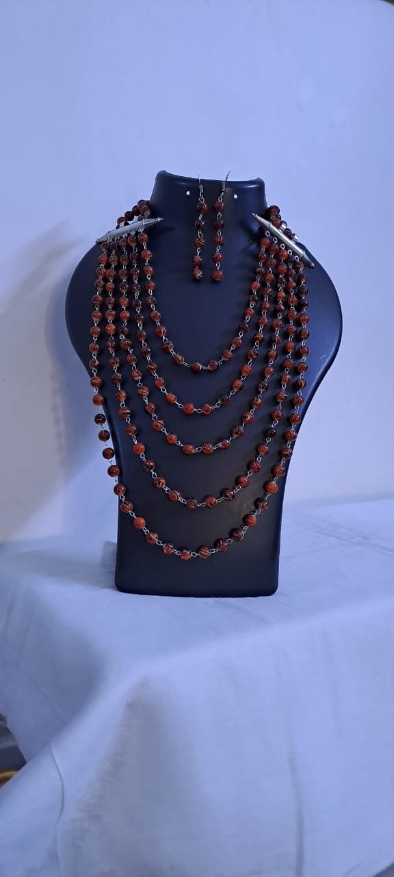 Multilayered Glass Beads Jewellery Set