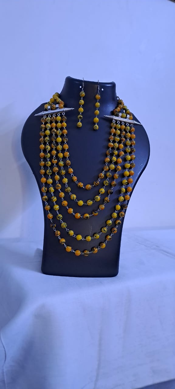 Multilayered Glass Beads Jewellery Set