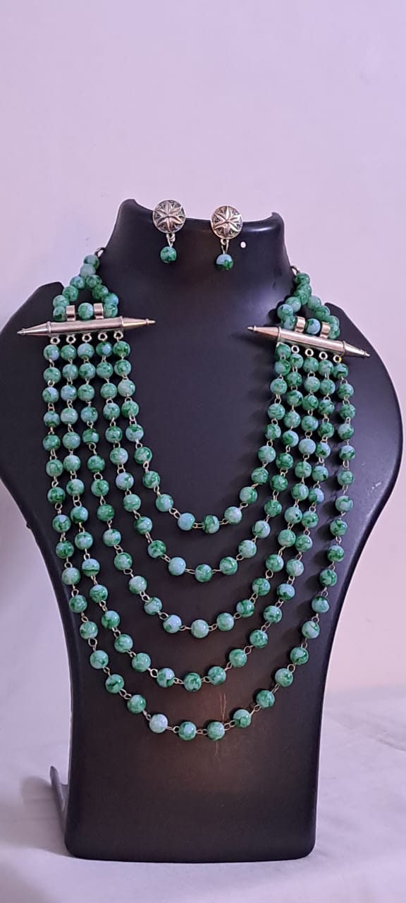 Multilayered Glass Beads Jewellery Set