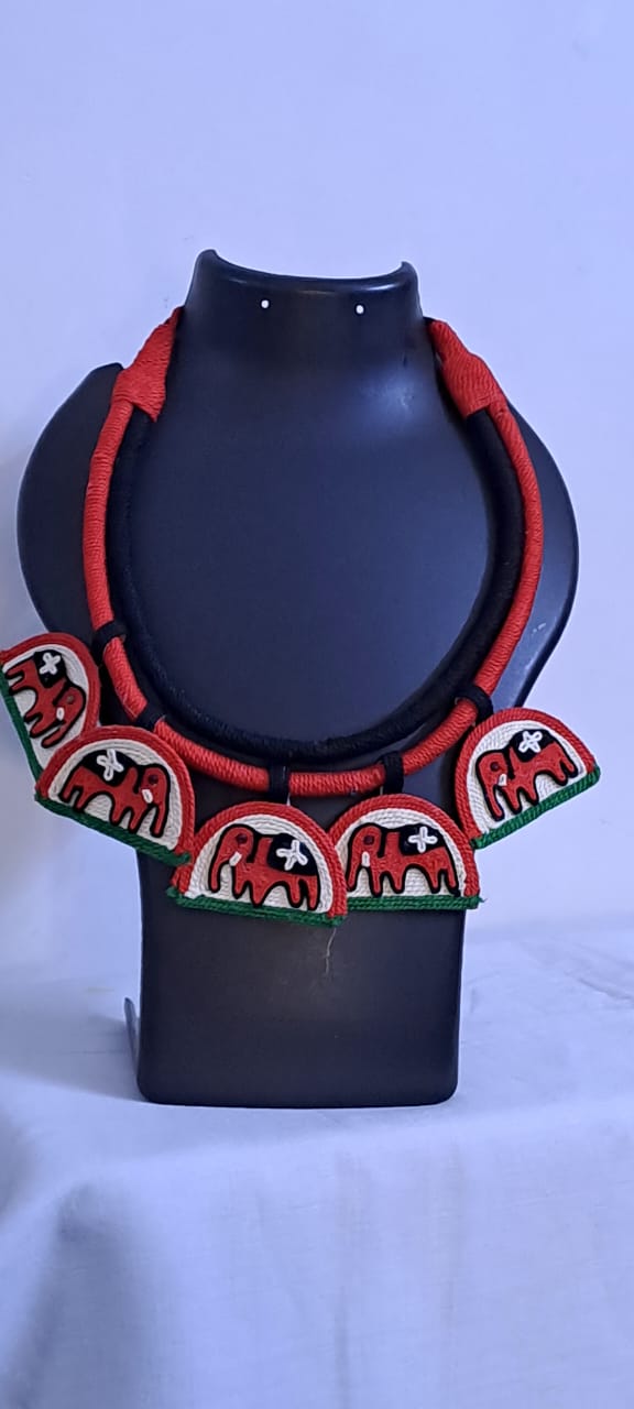 Handmade Thread Necklace with Elephant Pendants