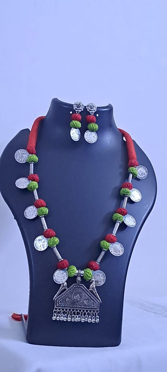 Silver Oxidised Jewellery Set with Matching Earrings