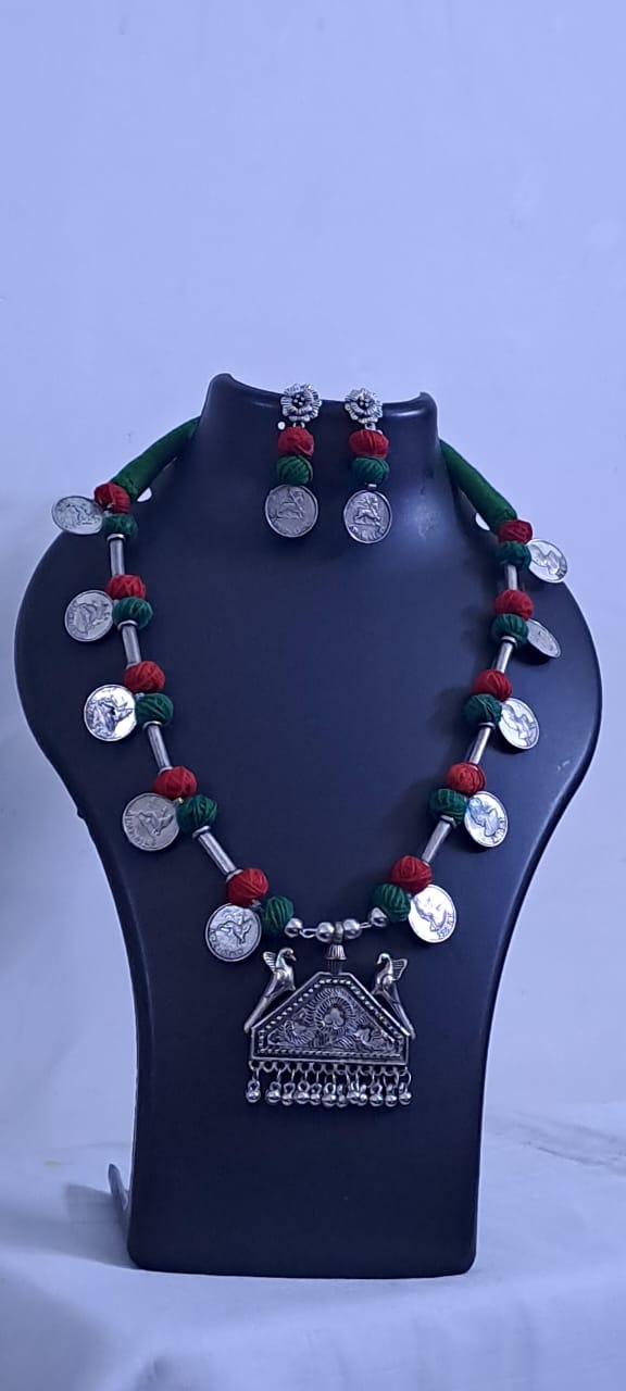 Silver Oxidised Jewellery Set with Matching Earrings