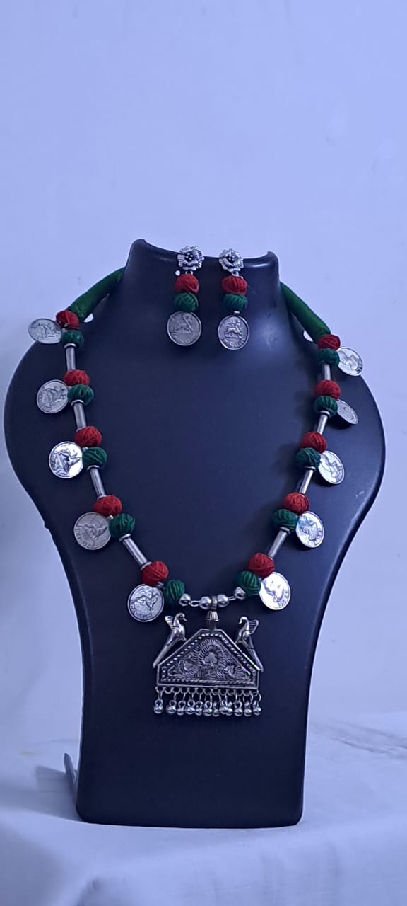 Silver Oxidised Jewellery Set with Matching Earrings