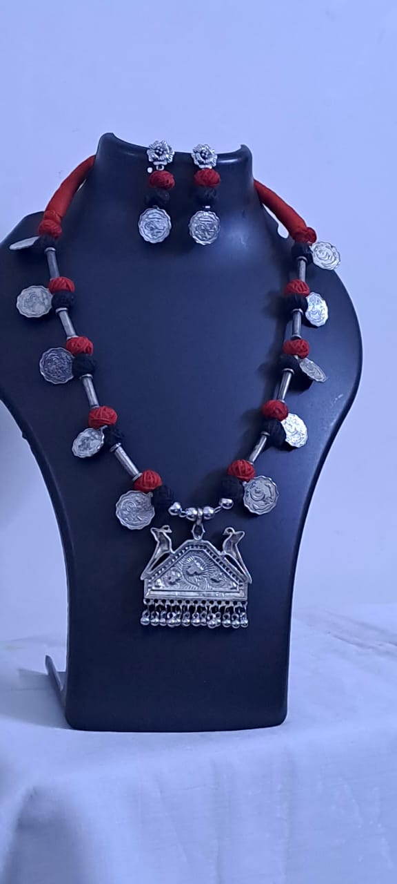 Silver Oxidised Jewellery Set with Matching Earrings