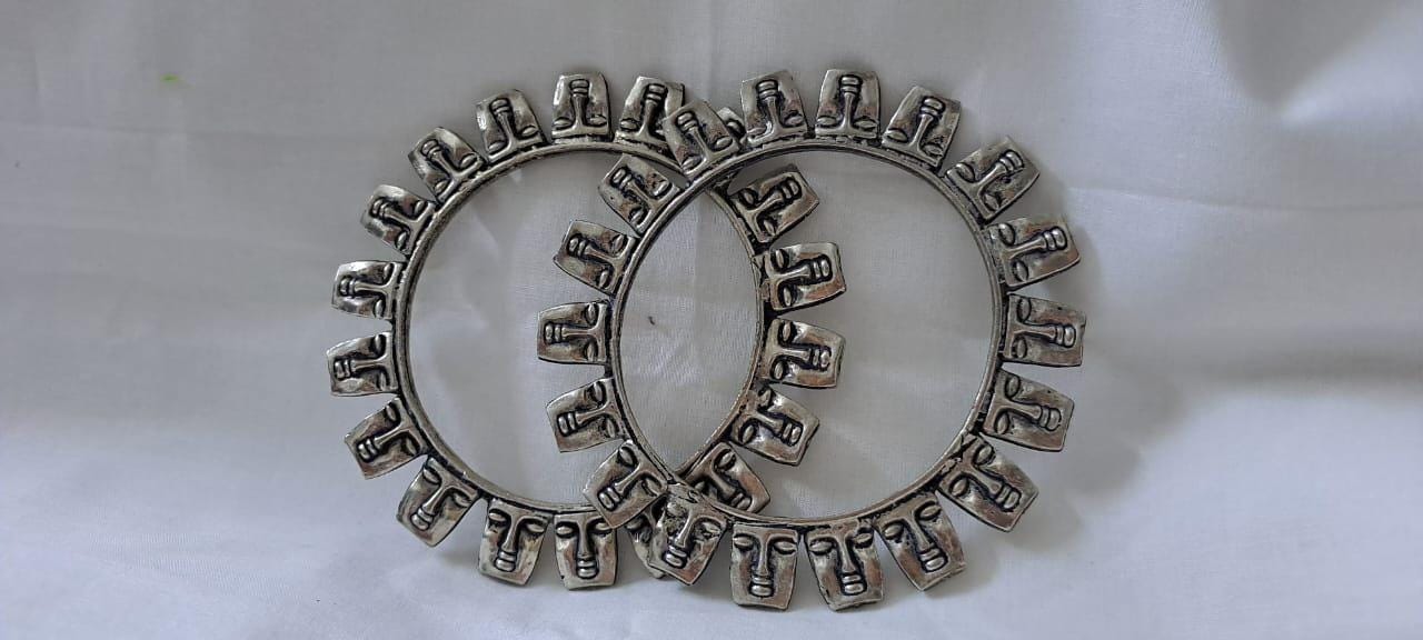 Traditional silver oxidised bangles