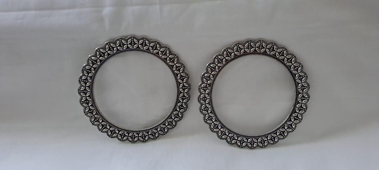 Traditional silver oxidised bangles