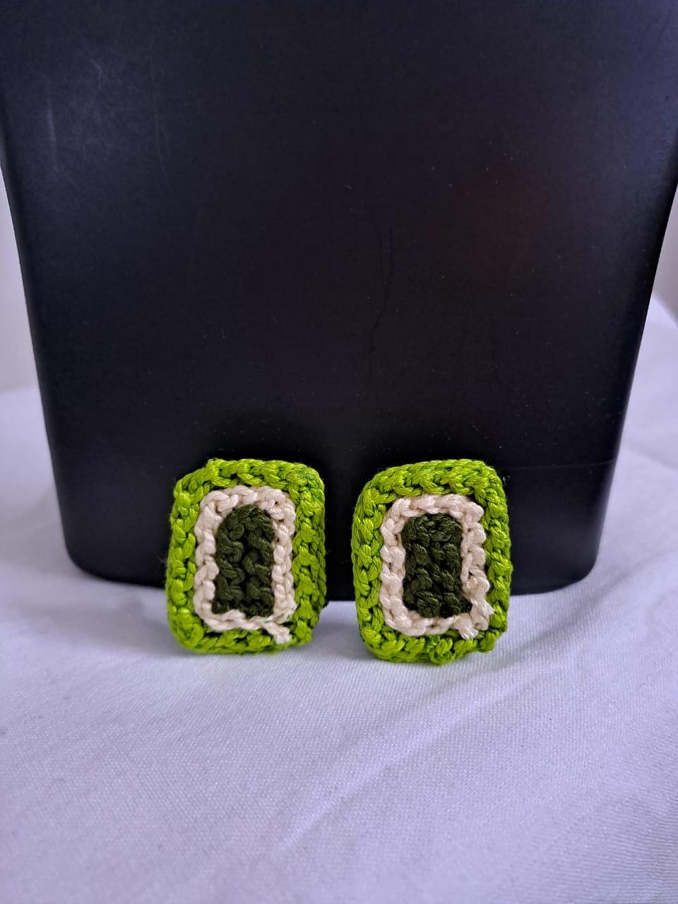 Green Crochet thread necklace set with matching earrings