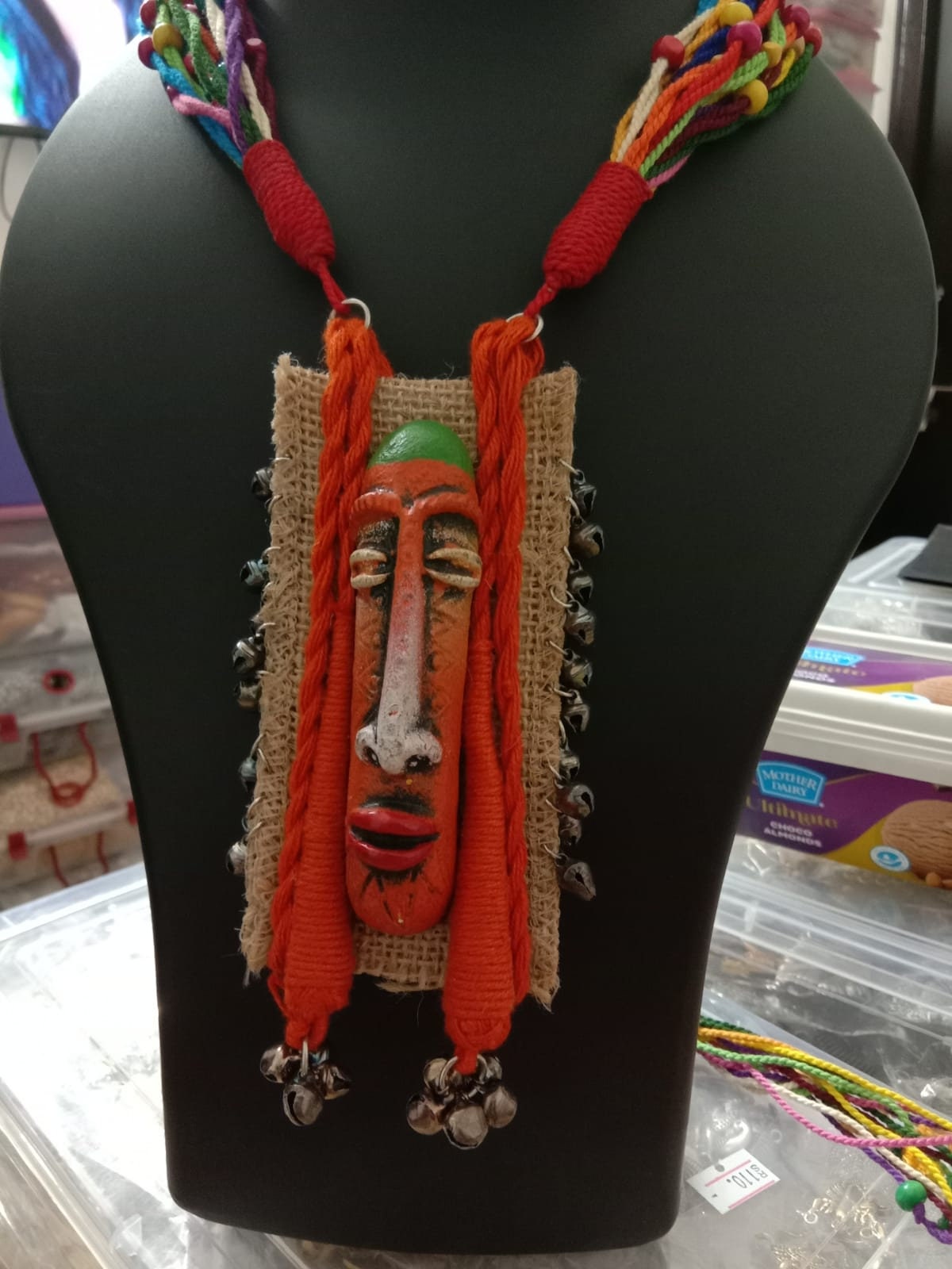 Terracotta and thread beads necklace