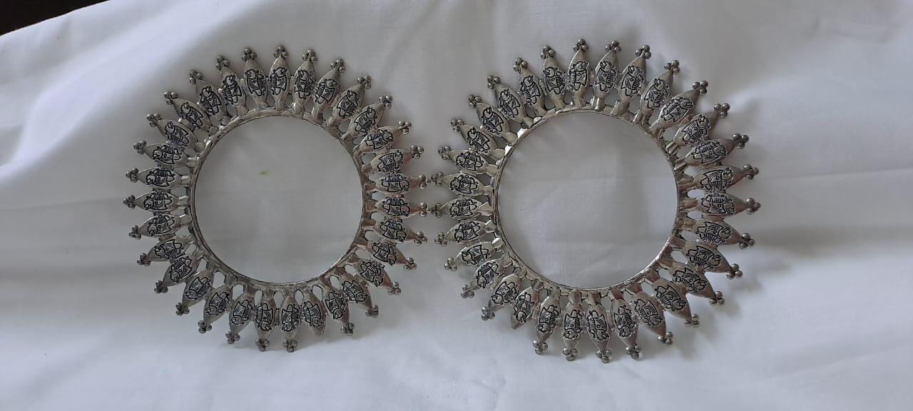 Traditional silver oxidised bangles