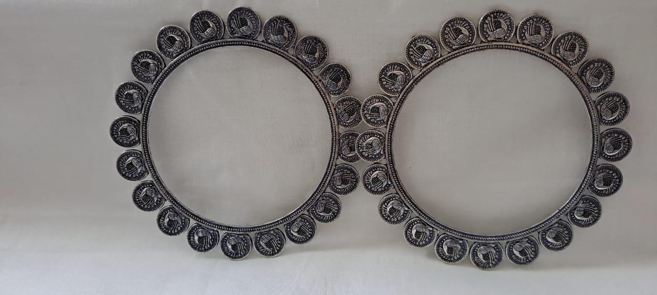 Traditional silver oxidised bangles