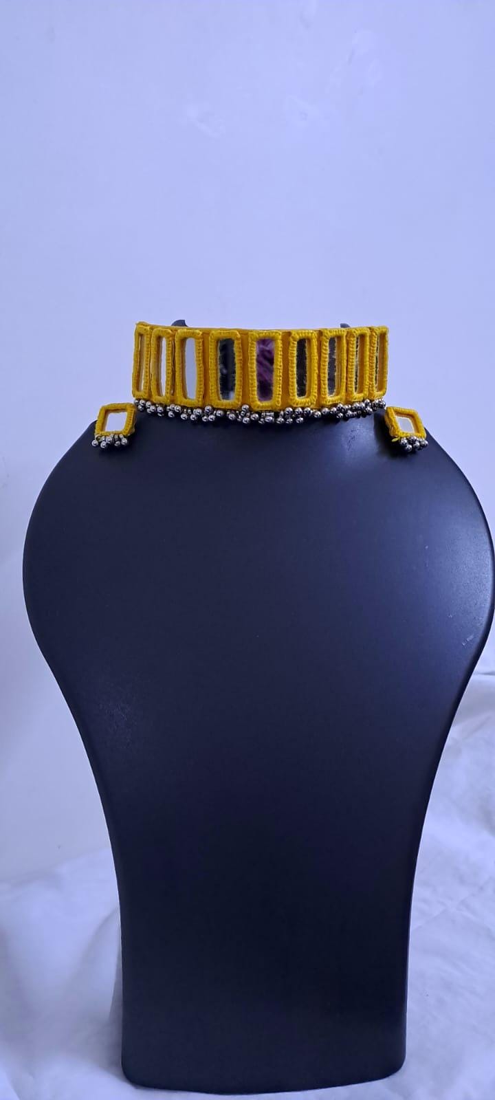 Kutchwork glasswork necklace set with matching earrings