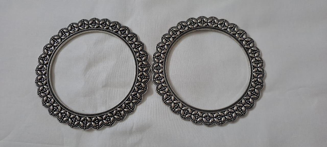 Traditional silver oxidised bangles