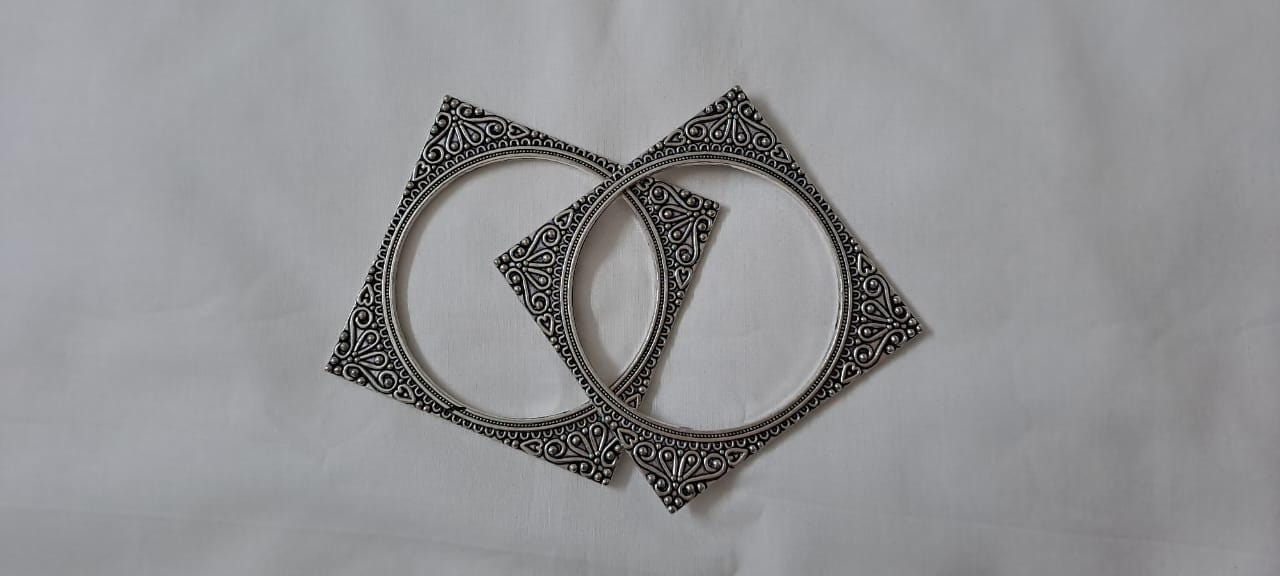 Traditional silver oxidised bangles