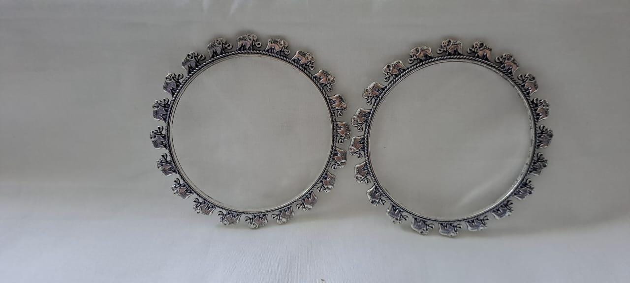 Traditional silver oxidised bangles