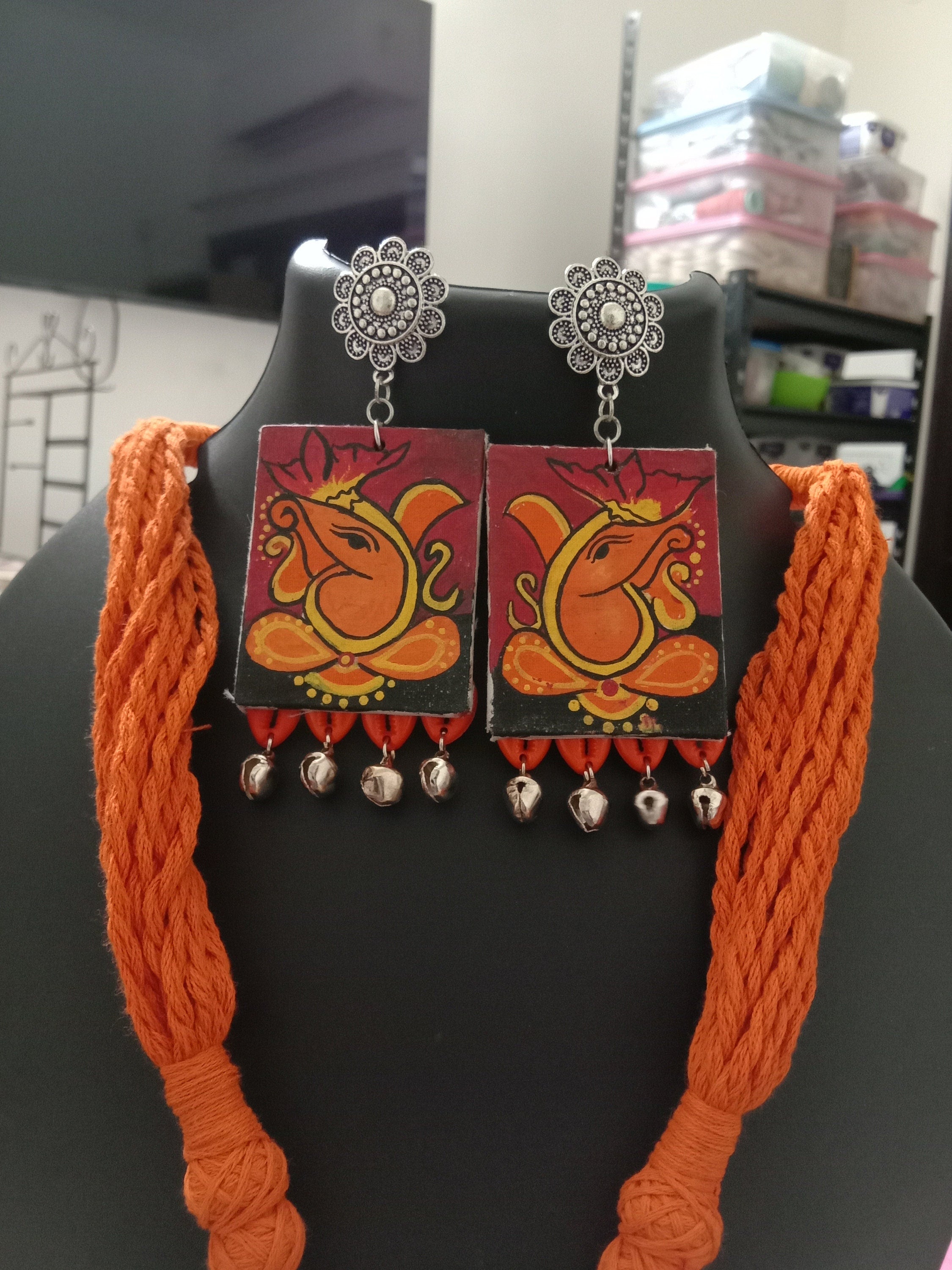 Hand painted Ganesha Jewellery Set