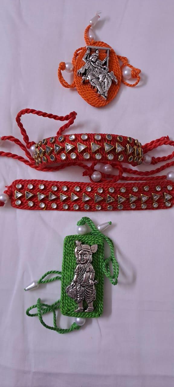 Combo rakhi set for Rakshabandhan festival (4 pcs including Bhai- Bhabhi set)