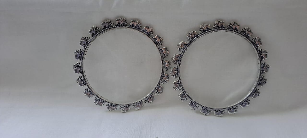 Traditional silver oxidised bangles
