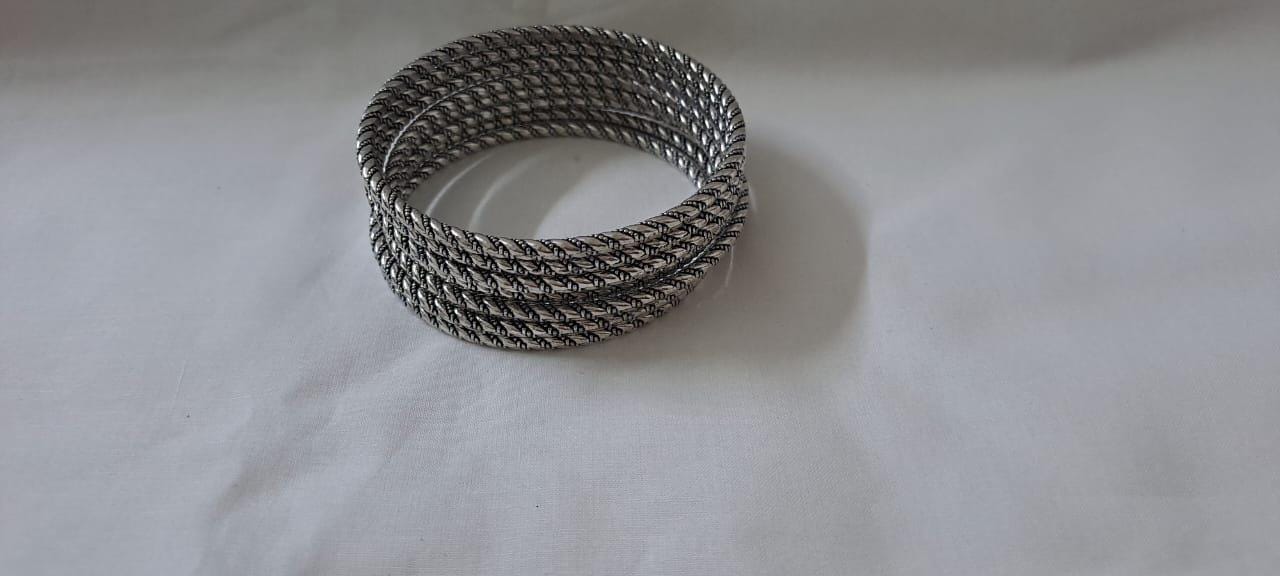 Traditional silver oxidised bangles (set of 8)